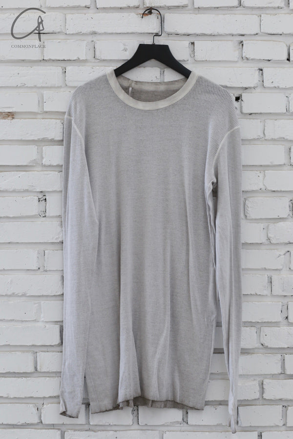 Boris Bidjan Saberi 24 Autumn Winter Long Sleeve Round Neck T-shirt LS1.5RF-FCX00010-F.LIGHTGREY FADED LIGHTGREY
